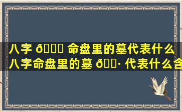 八字 💐 命盘里的墓代表什么「八字命盘里的墓 🌷 代表什么含义」